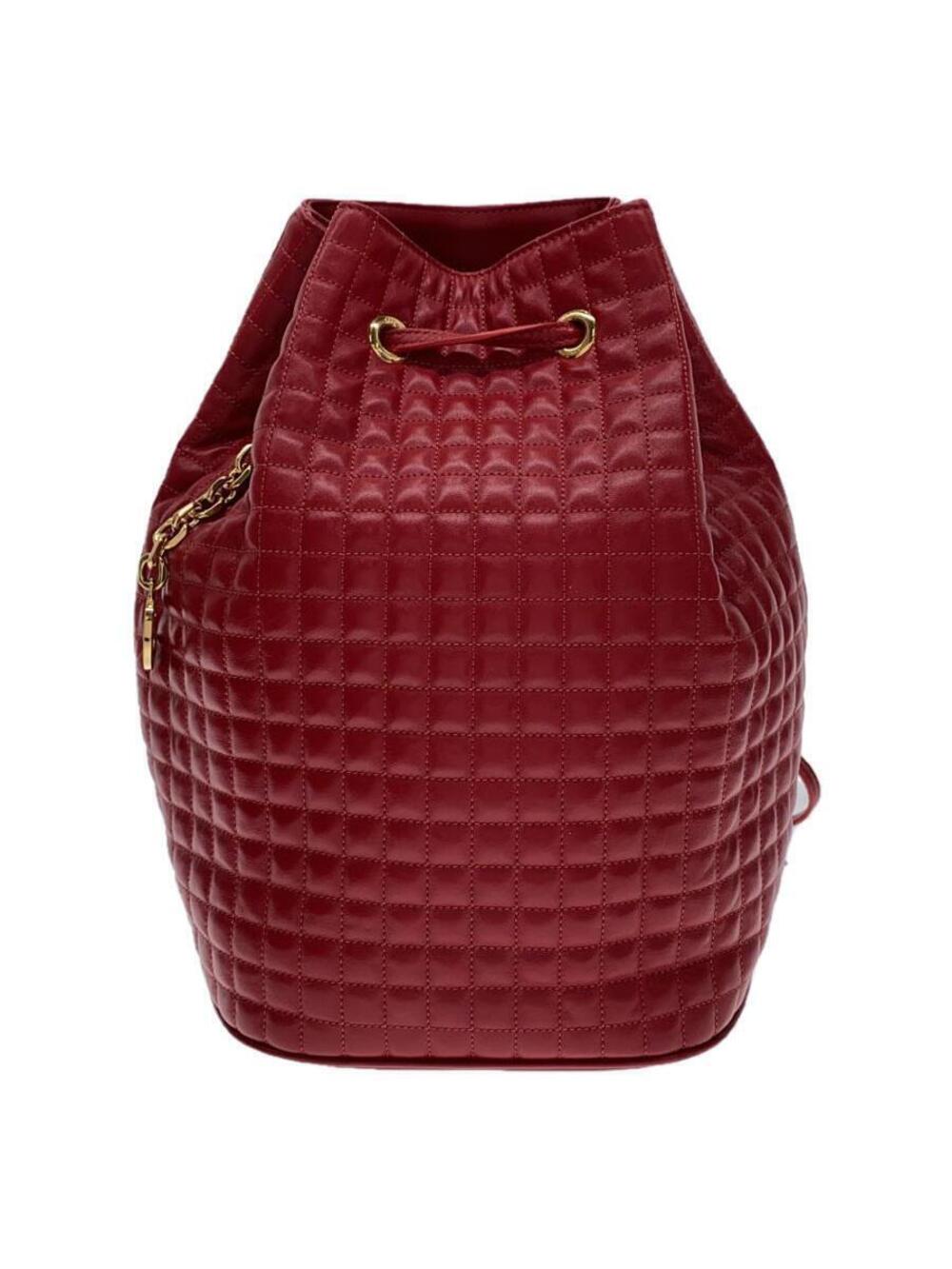 Celine C Charm Bag Drawstring Leather RED